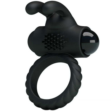 Anello Vibrante Eudora in Silicone Impermeabile Nero con Stimolatore Clitoride